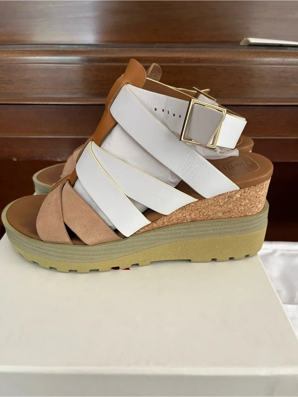 See by Chloé Tan Cork Wedge Sandals Size 6